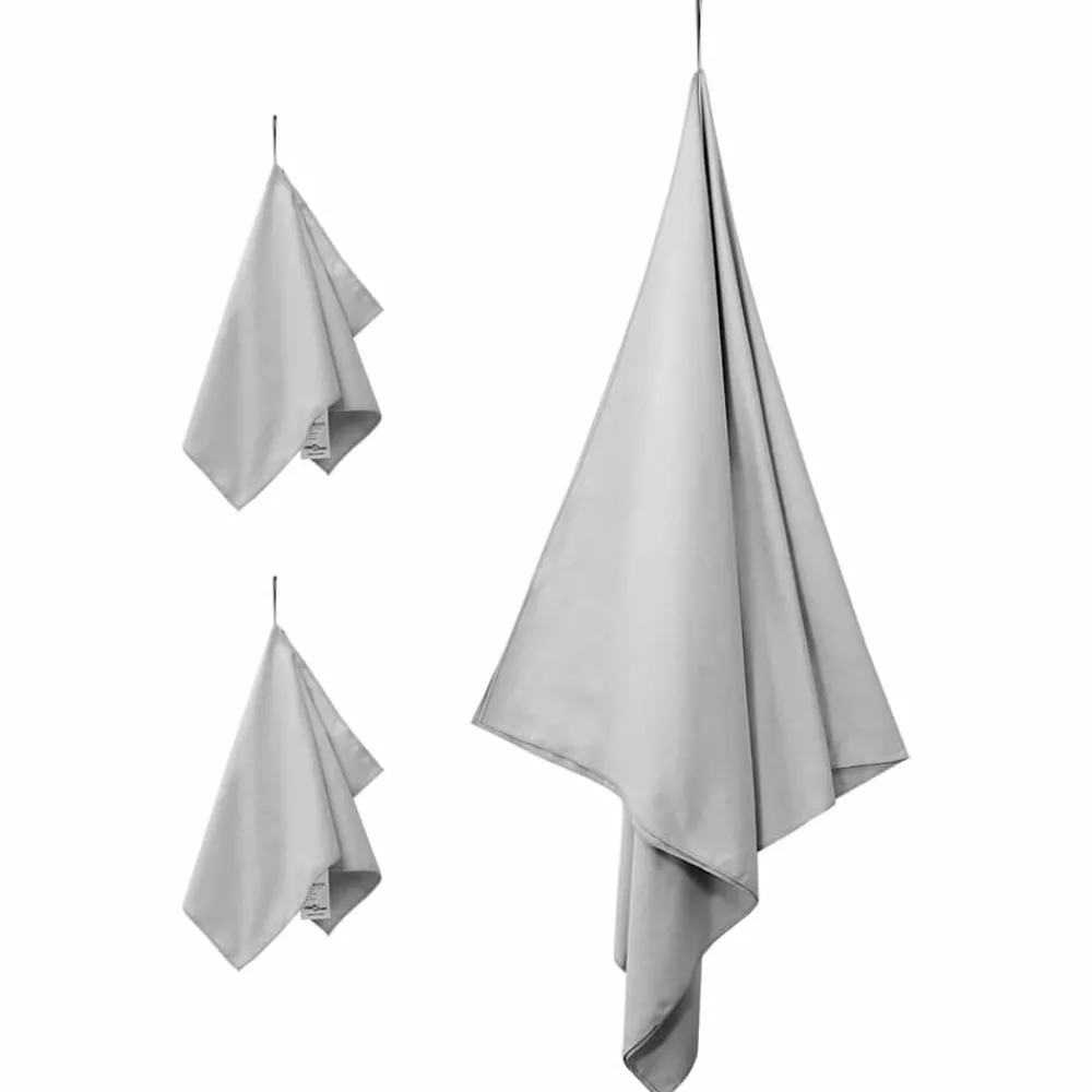 Linge-vidaXL Set de serviettes de sport 3 pcs Polyester et Polyamide Gris