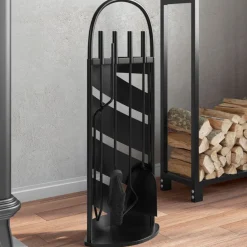 vidaXL Set d’outils de cheminée 5 pcs 23x15x66 cm acier