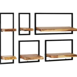 vidaXL Set d'étagères murales 5 pcs Bois d'acacia massif et acier