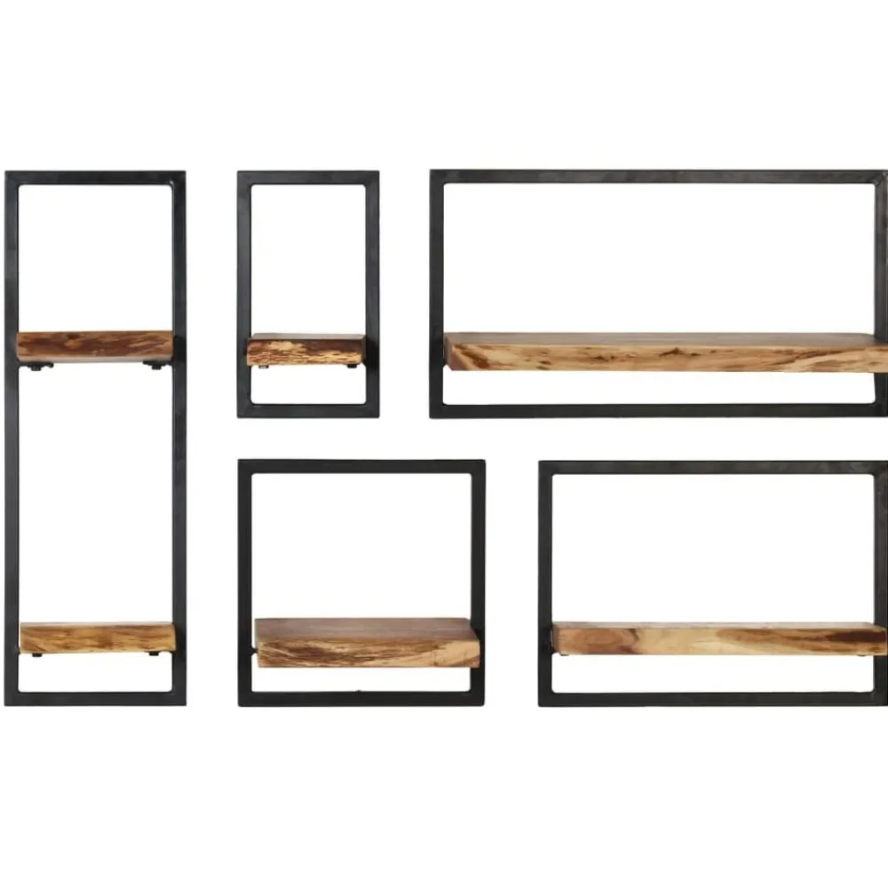 vidaXL Set d'étagères murales 5 pcs Bois d'acacia massif et acier