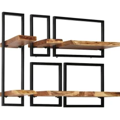 vidaXL Set d'étagères murales 5 pcs Bois d'acacia massif et acier