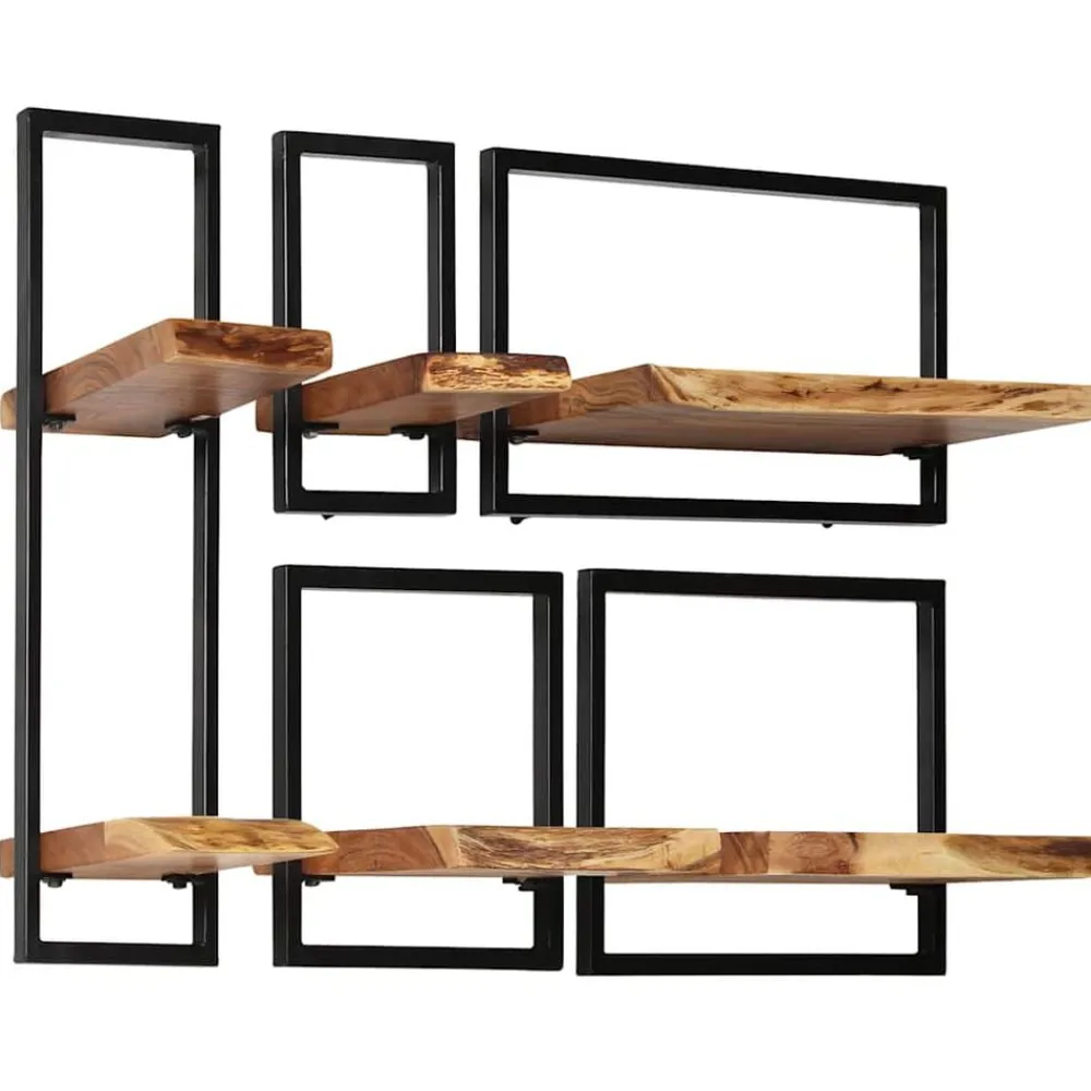 vidaXL Set d'étagères murales 5 pcs Bois d'acacia massif et acier