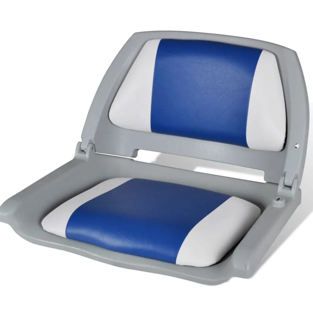 Pièces Détachées Pour Véhicules-vidaXL Siège de bateau à dossier pliable et oreiller 48x51x41 cm Bleu et blanc