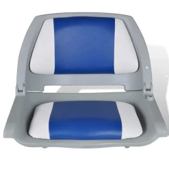 Pièces Détachées Pour Véhicules-vidaXL Siège de bateau à dossier pliable et oreiller 48x51x41 cm Bleu et blanc