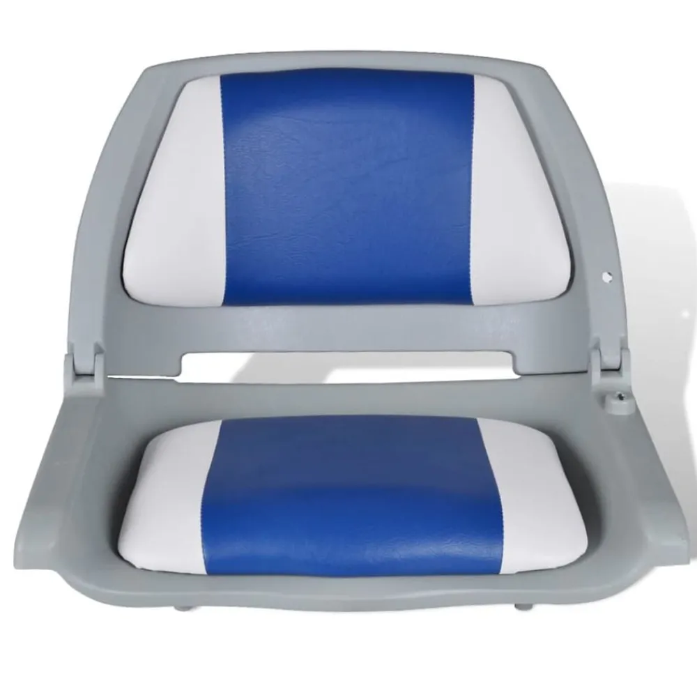 Pièces Détachées Pour Véhicules-vidaXL Siège de bateau à dossier pliable et oreiller 48x51x41 cm Bleu et blanc