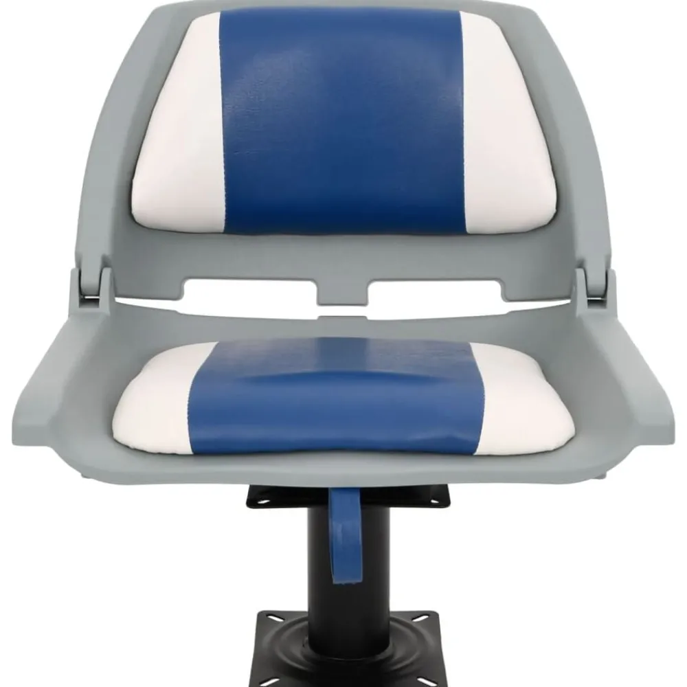 Véhicules-vidaXL Siège de bateau avec piédestal pivotant à 360° Bleu et blanc