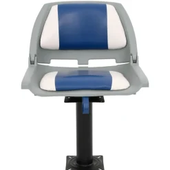 Véhicules-vidaXL Siège de bateau avec piédestal pivotant à 360° Bleu et blanc