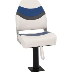 Véhicules-vidaXL Siège de bateau avec piédestal pivotant à 360° Blanc et bleu