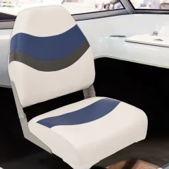 Véhicules-vidaXL Siège de bateau avec piédestal pivotant à 360° Blanc et bleu