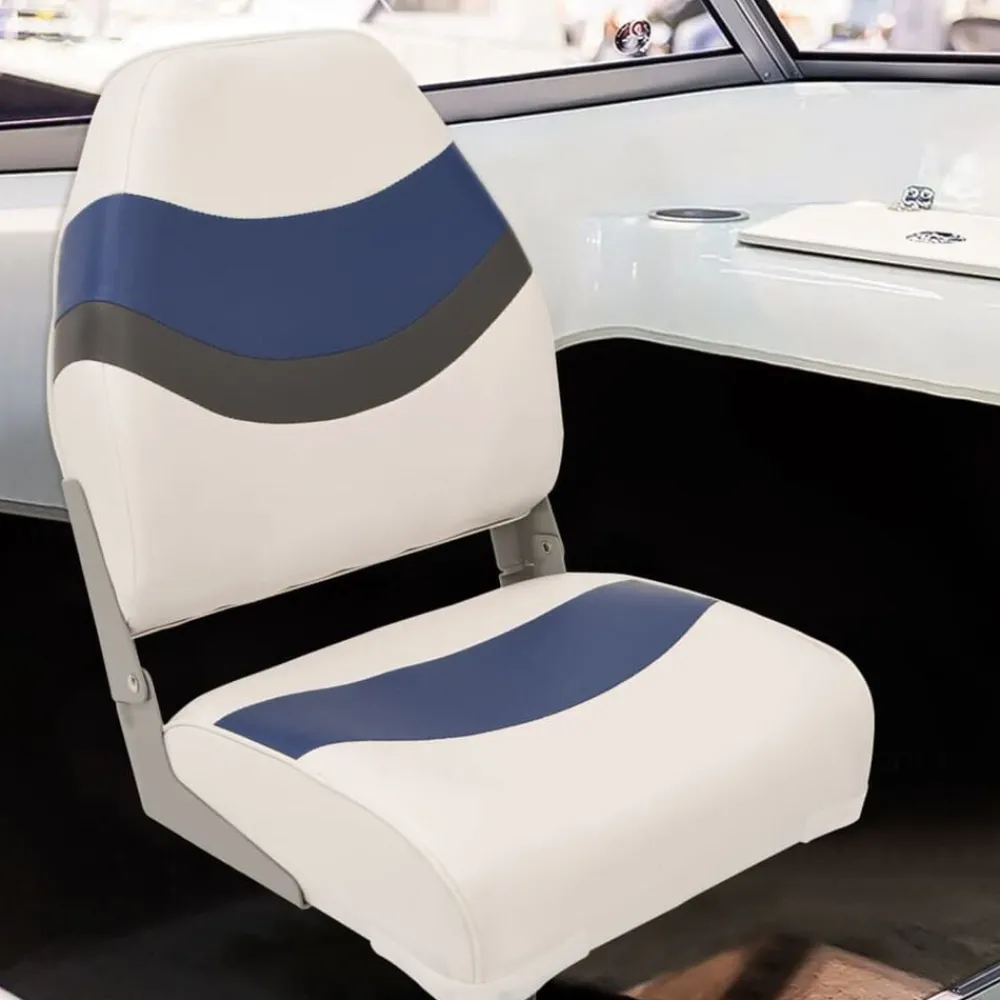 Véhicules-vidaXL Siège de bateau avec piédestal pivotant à 360° Blanc et bleu