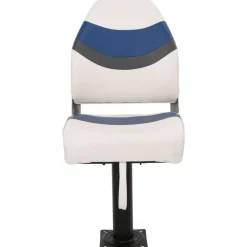 Véhicules-vidaXL Siège de bateau avec piédestal pivotant à 360° Blanc et bleu