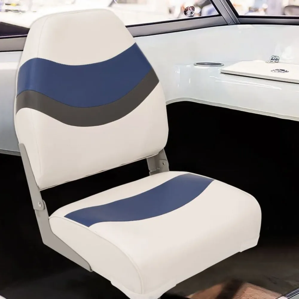 Véhicules-vidaXL Siège de bateau avec piédestal pivotant à 360° Blanc et bleu