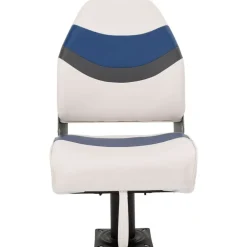 Véhicules-vidaXL Siège de bateau avec piédestal pivotant à 360° Blanc et bleu