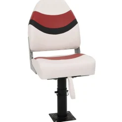Véhicules-vidaXL Siège de bateau avec piédestal hauteur réglable pivotant à 360° blanc et rouge