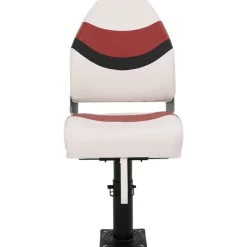 Véhicules-vidaXL Siège de bateau avec piédestal hauteur réglable pivotant à 360° blanc et rouge