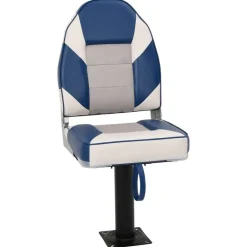 Véhicules-vidaXL Siège de bateau avec piédestal pivotant à 360° Blanc et bleu