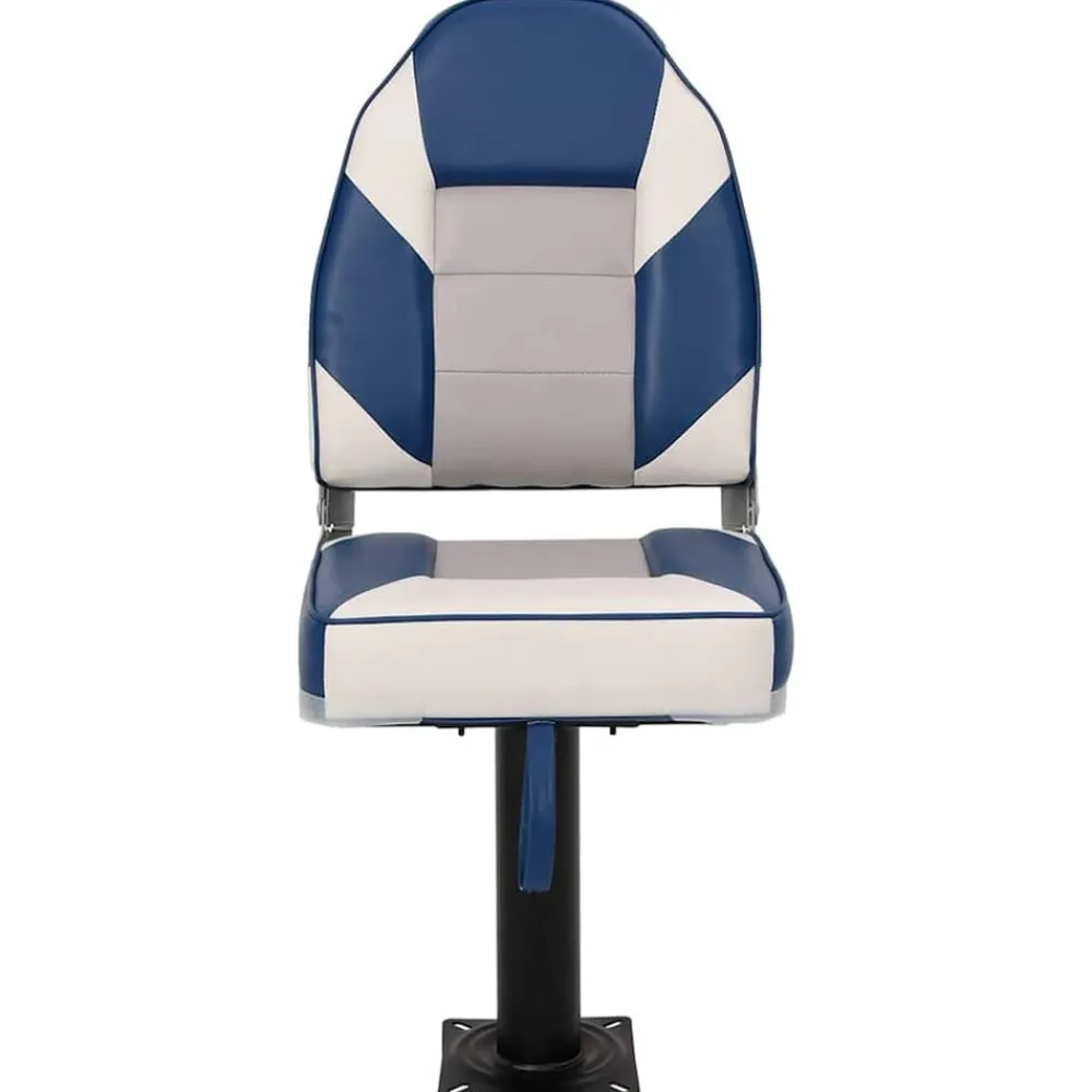 Véhicules-vidaXL Siège de bateau avec piédestal pivotant à 360° Blanc et bleu