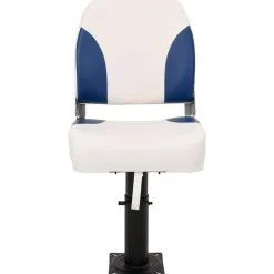 Véhicules-vidaXL Siège de bateau avec piédestal hauteur réglable pivotant à 360° Blanc et bleu