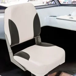 Véhicules-vidaXL Siège de bateau avec piédestal hauteur réglable pivotant à 360° Blanc et noir