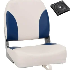Pièces Détachées Pour Véhicules-vidaXL Siège de bateau pliable 1 ensemble oreiller bleu blanc Bleu et blanc