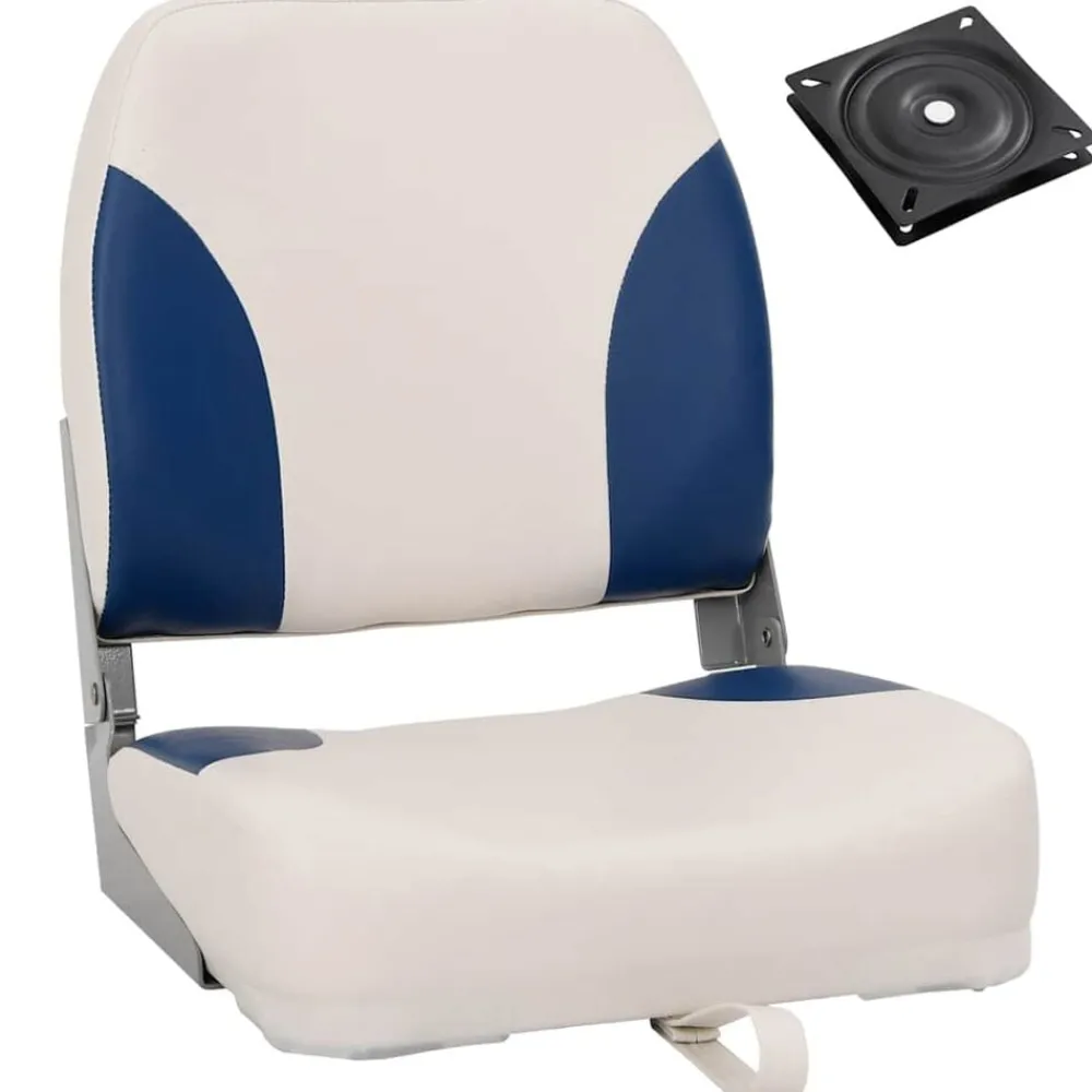 Pièces Détachées Pour Véhicules-vidaXL Siège de bateau pliable 1 ensemble oreiller bleu blanc Bleu et blanc