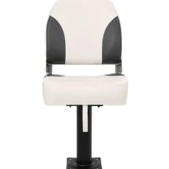 Pièces Détachées Pour Véhicules-vidaXL Siège de bateau pliable 1 ensemble avec dossier bas et sangle de fixation gris foncé et blanc