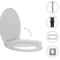 Plomberie-vidaXL Siège de toilette à fermeture en douceur Ovale Gris clair