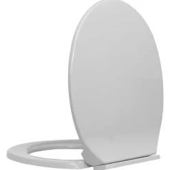 Plomberie-vidaXL Siège de toilette à fermeture en douceur Ovale Gris clair