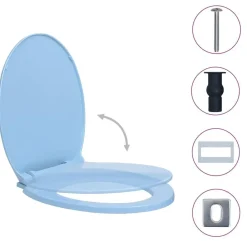 Plomberie-vidaXL Siège de toilette à fermeture en douceur Ovale Bleu