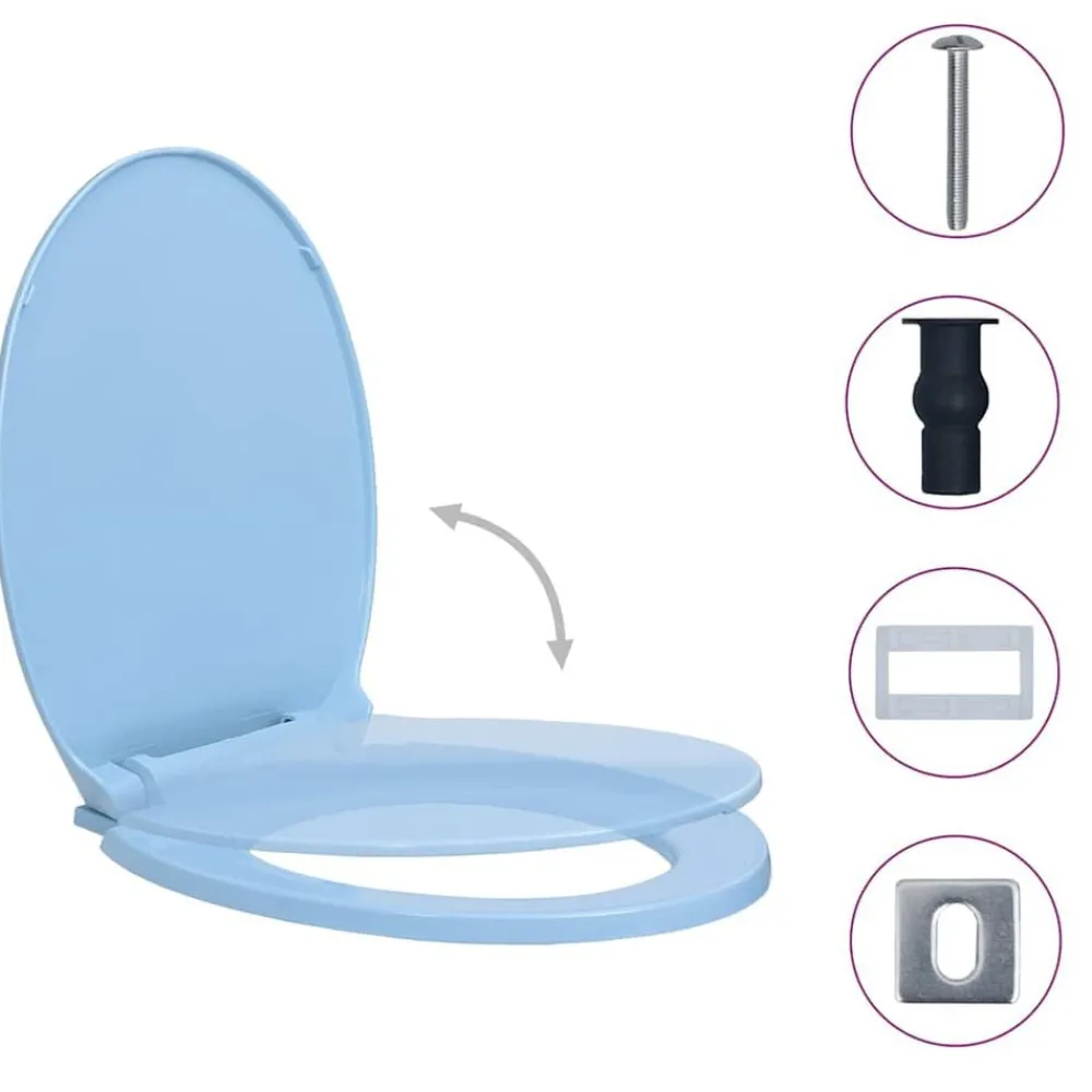 Plomberie-vidaXL Siège de toilette à fermeture en douceur Ovale Bleu