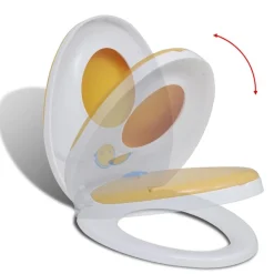 vidaXL Siège de toilette à fermeture en douceur Blanc et jaune