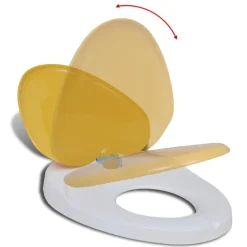 vidaXL Siège de toilette à fermeture en douceur Blanc et jaune