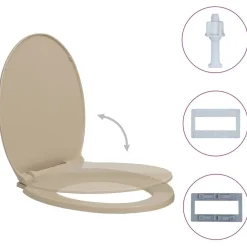 Plomberie-vidaXL Siège de toilette à fermeture en douceur Ovale Beige