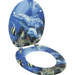 vidaXL Siège de toilette avec Couvercle MDF Dauphins