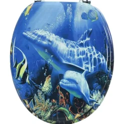 vidaXL Siège de toilette avec Couvercle MDF Dauphins