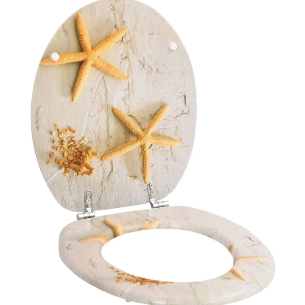 Plomberie-vidaXL Siège de toilette avec Couvercle MDF Étoile de mer