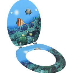 vidaXL Siège de toilette avec couvercle MDF Design de fond marin