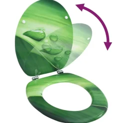 Plomberie-vidaXL Siège de toilette avec couvercle MDF Vert Gouttes d'eau