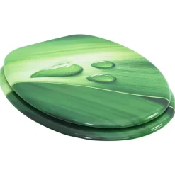 Plomberie-vidaXL Siège de toilette avec couvercle MDF Vert Gouttes d'eau