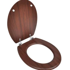 Plomberie-vidaXL Siège de toilette avec Couvercle MDF Design simple Marron