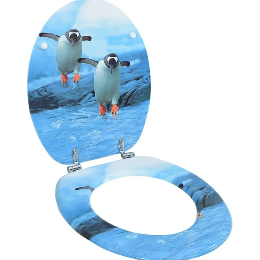 Plomberie-vidaXL Siège de toilette avec couvercle MDF Design de pingouin