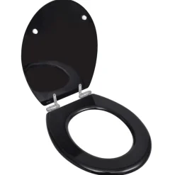Plomberie-vidaXL Siège de toilette MDF Couvercle à fermeture en douceur Noir