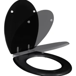 Plomberie-vidaXL Siège de toilette MDF Couvercle à fermeture en douceur Noir