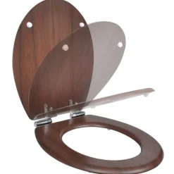 vidaXL Siège de toilette MDF Couvercle à fermeture en douceur Marron