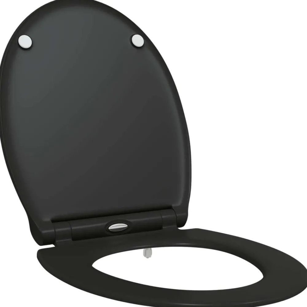 Plomberie-vidaXL Siège de toilette 47 x 37,5 x 3,8 cm Duroplast Noir