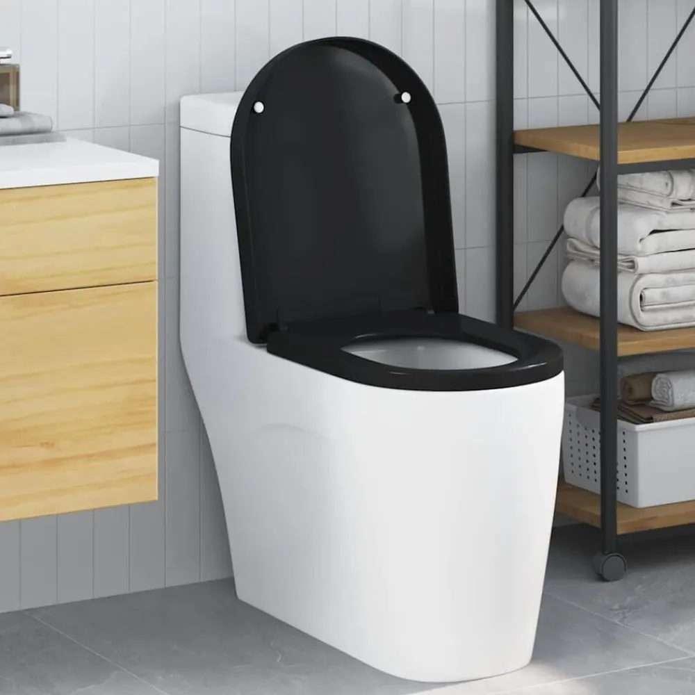 Plomberie-vidaXL Siège de toilette 48 x 36,5 x 4,5 cm Polypropylène Noir