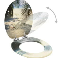 vidaXL Siège WC avec couvercle à fermeture en douceur MDF Plage
