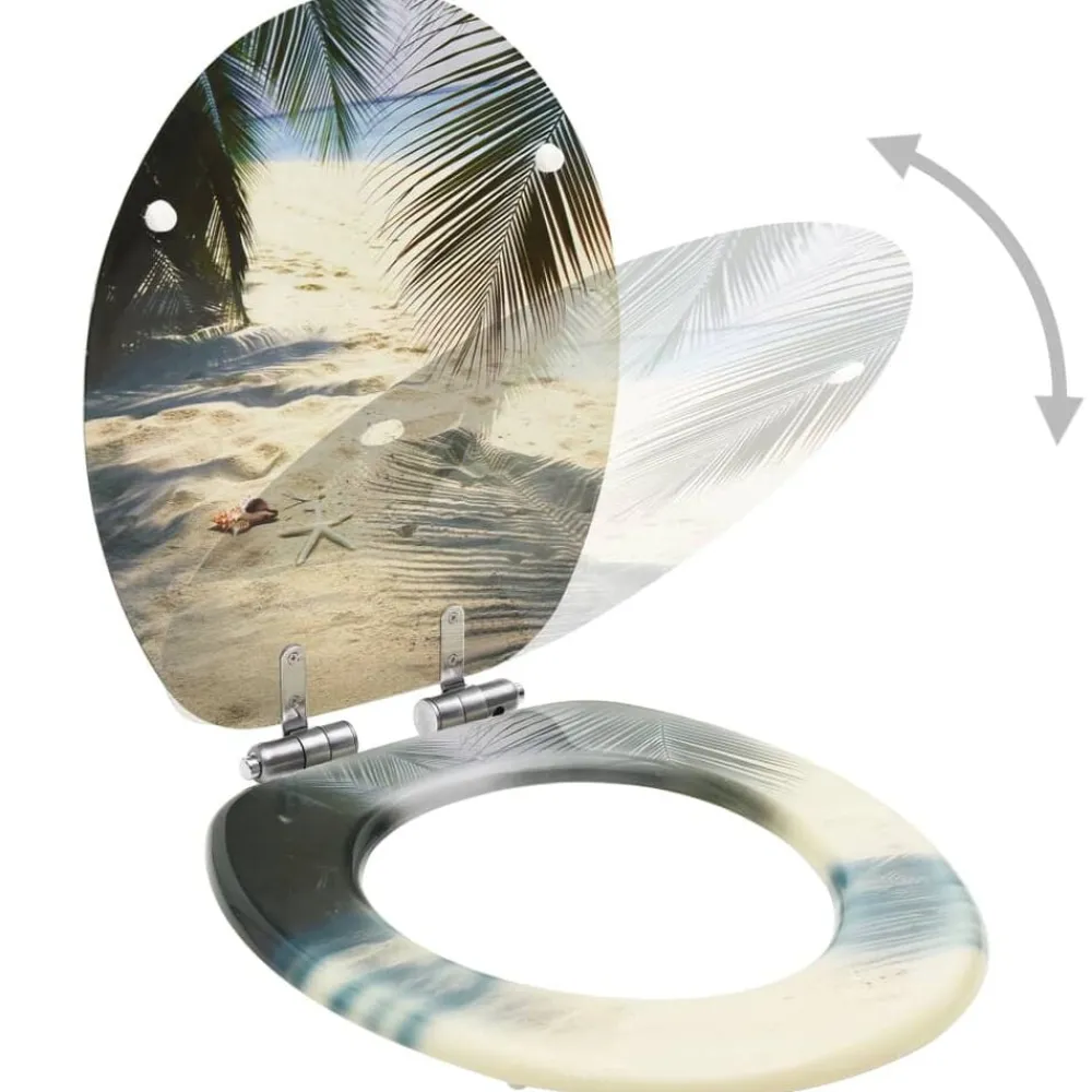 vidaXL Siège WC avec couvercle à fermeture en douceur MDF Plage