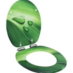 vidaXL Siège WC Couvercle fermeture en douceur MDF Vert Gouttes d'eau