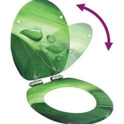 vidaXL Siège WC Couvercle fermeture en douceur MDF Vert Gouttes d'eau